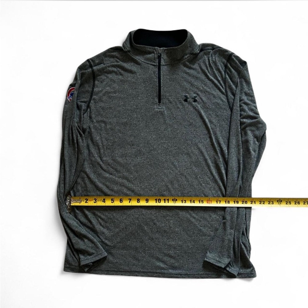 Grey Under Armour Pullover Quarter Zip W/ Chicago Cubs Patch on Sleeve Men’s L - Picture 3 of 7